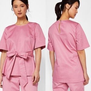 NWT Ted Baker Wrap Tie Cotton Kimono Top In Pink